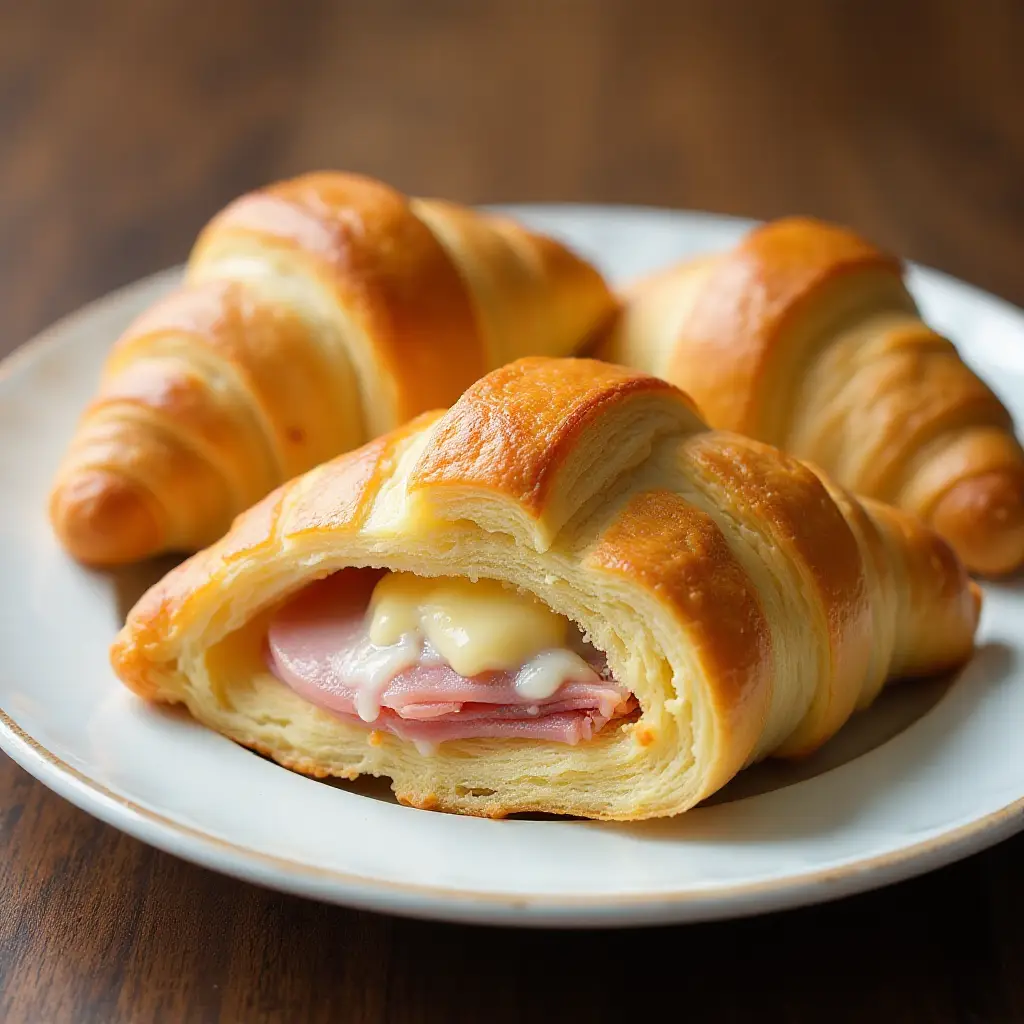 Breakfast Croissants Stuffed with Ham and Gruyere