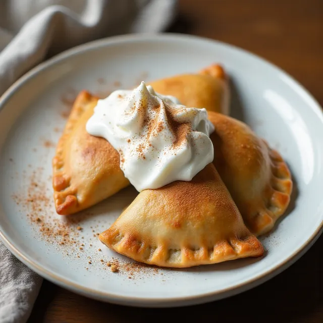 Air-Fried Chocolate-Banana Empanadas with Cinnamon Whipped Cream