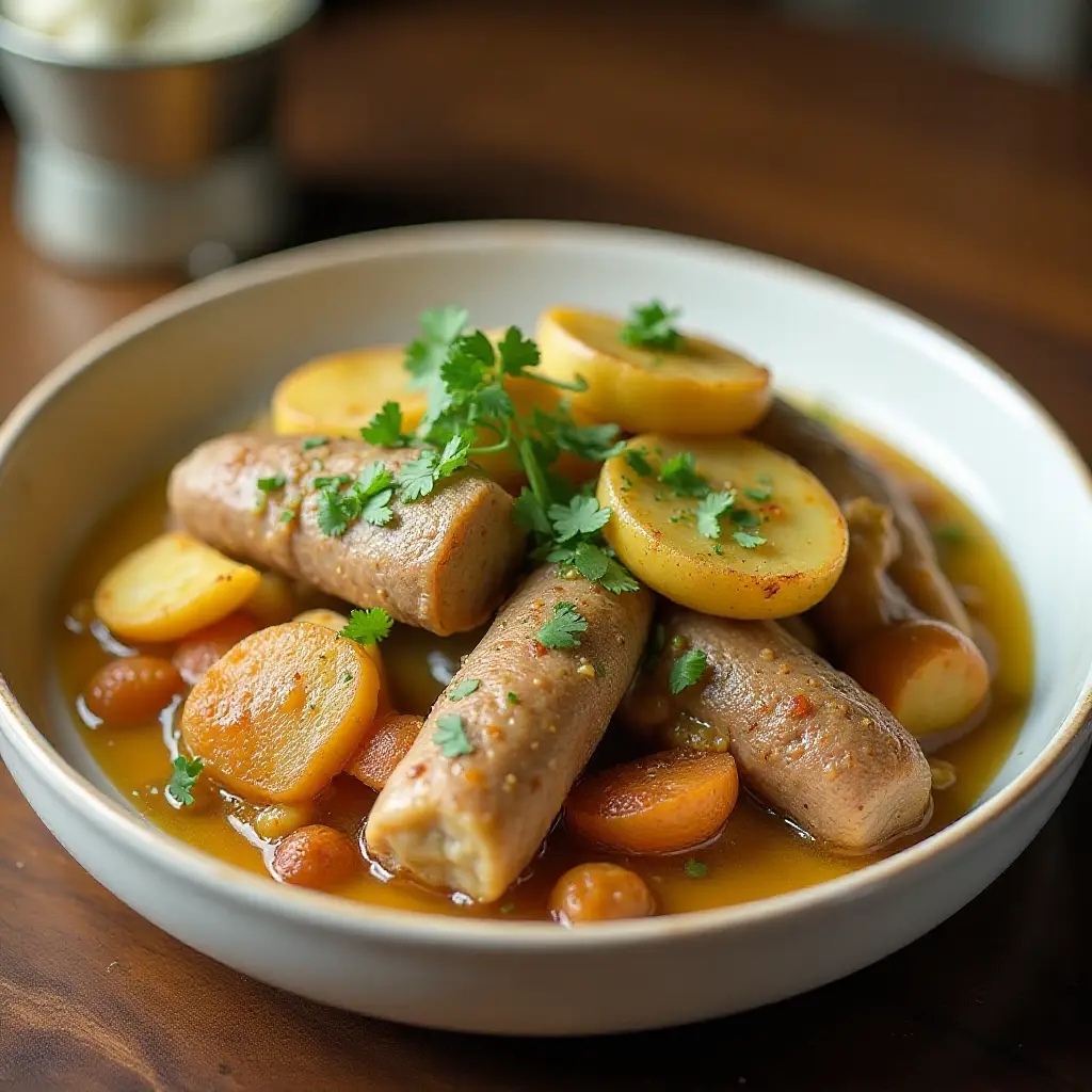 Kifta and Potatoes with Tahini Sauce