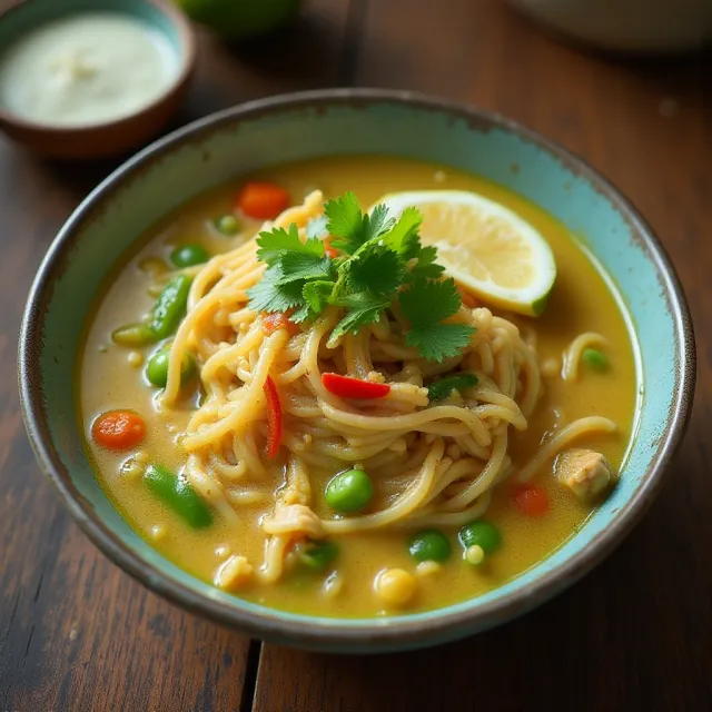 Creamy Green Curry Chicken Ramen