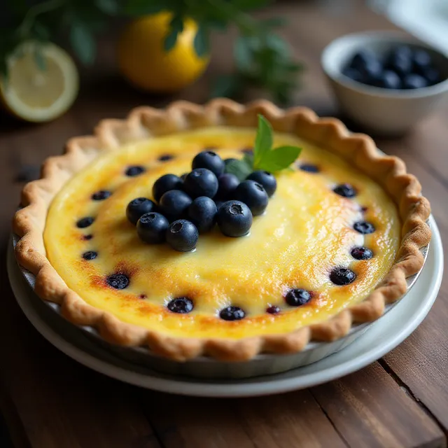 Lemon Blueberry Custard Pie