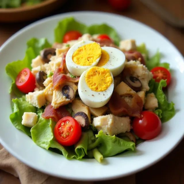 Warm Chicken, Bacon, and Egg Salad with Mayonnaise Dressing