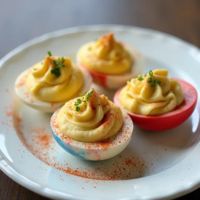 Red, White and Blue Deviled Eggs