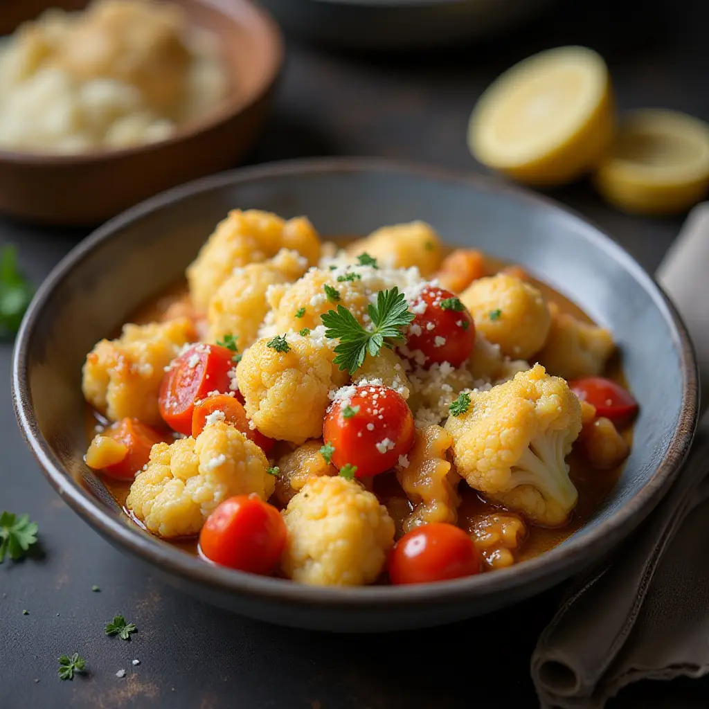 Stewed Cauliflower, Tomatoes, and Onions