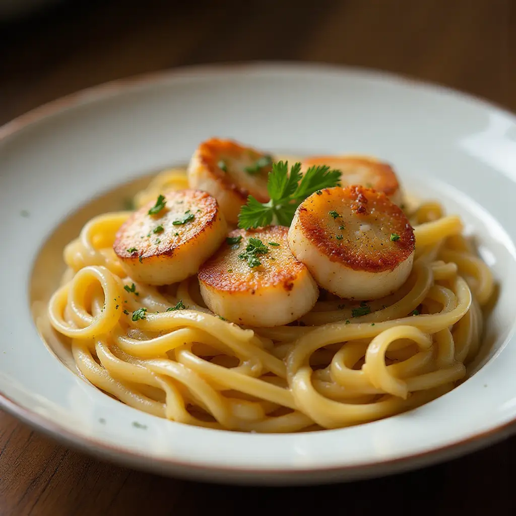 Linguini with Bacon and Scallops