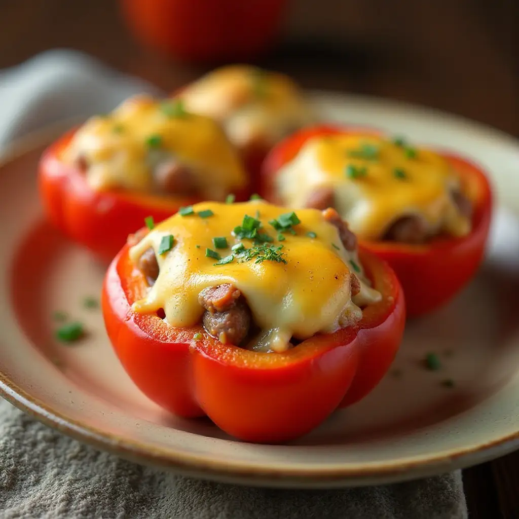 Cheesy Sausage-Stuffed Mini Peppers