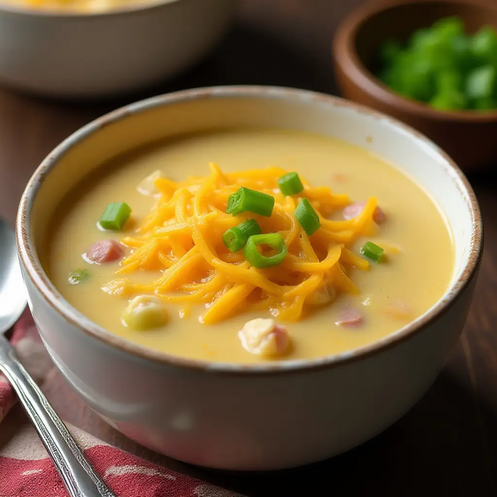 Easy Slow Cooker Cheesy Potato Soup with Ham