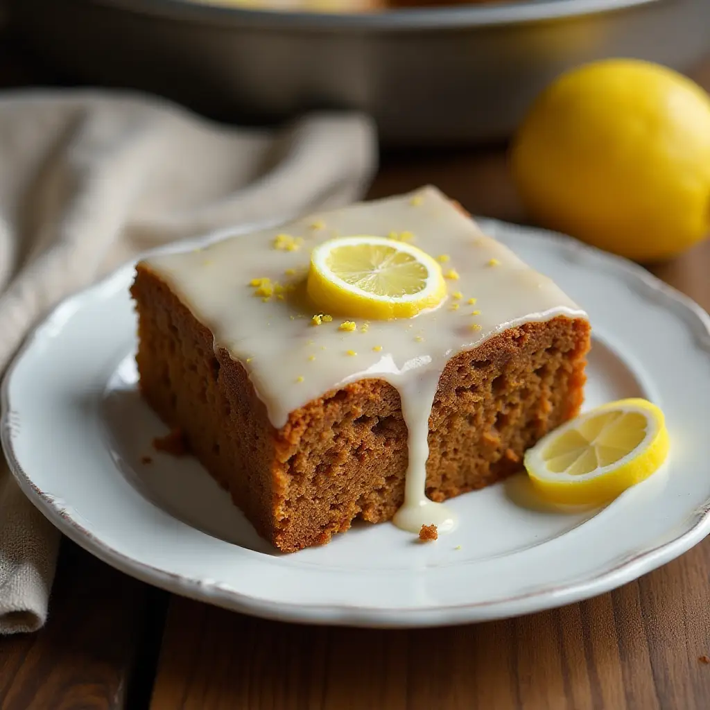 Gingerbread Cake with Lemon Glaze