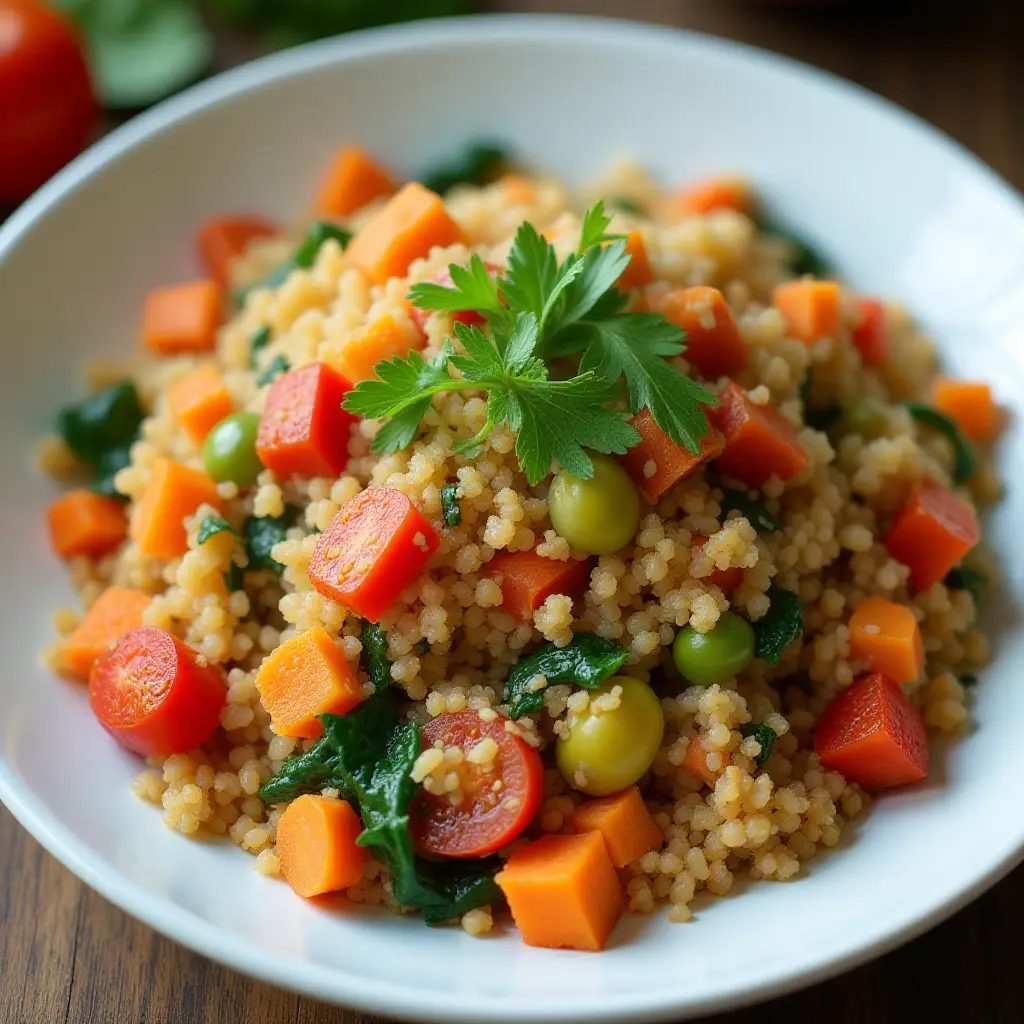 Carrot, Tomato, and Spinach Quinoa Pilaf