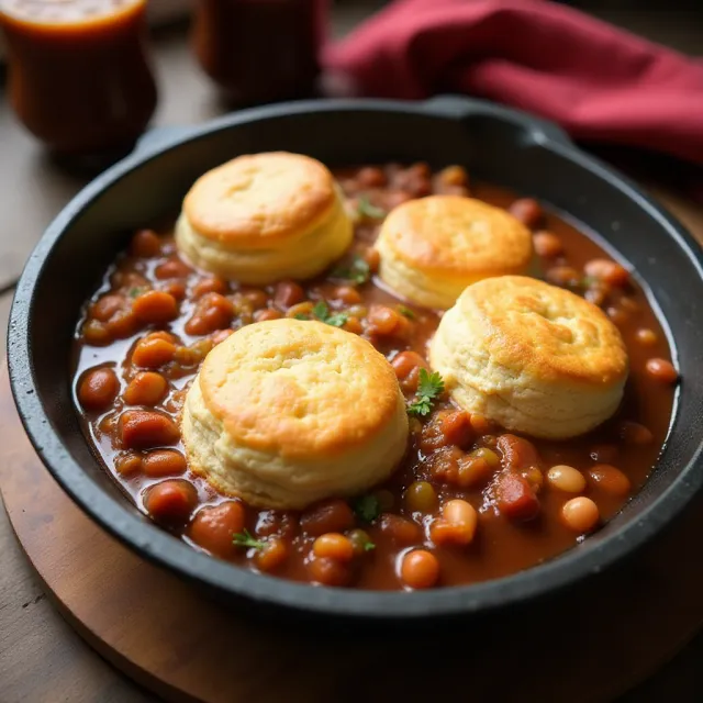 Cowboy Casserole with Biscuits