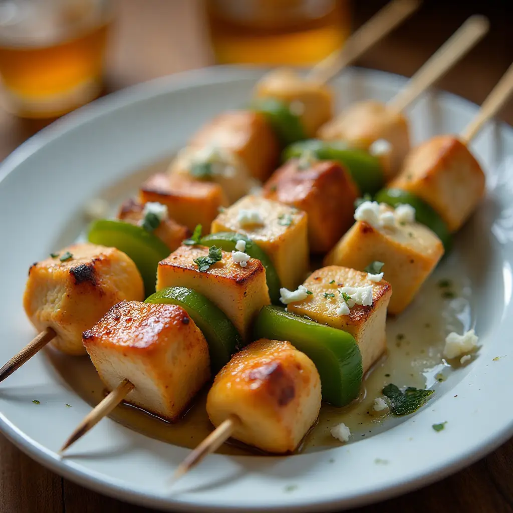 Hot Honey Feta Chicken Skewers
