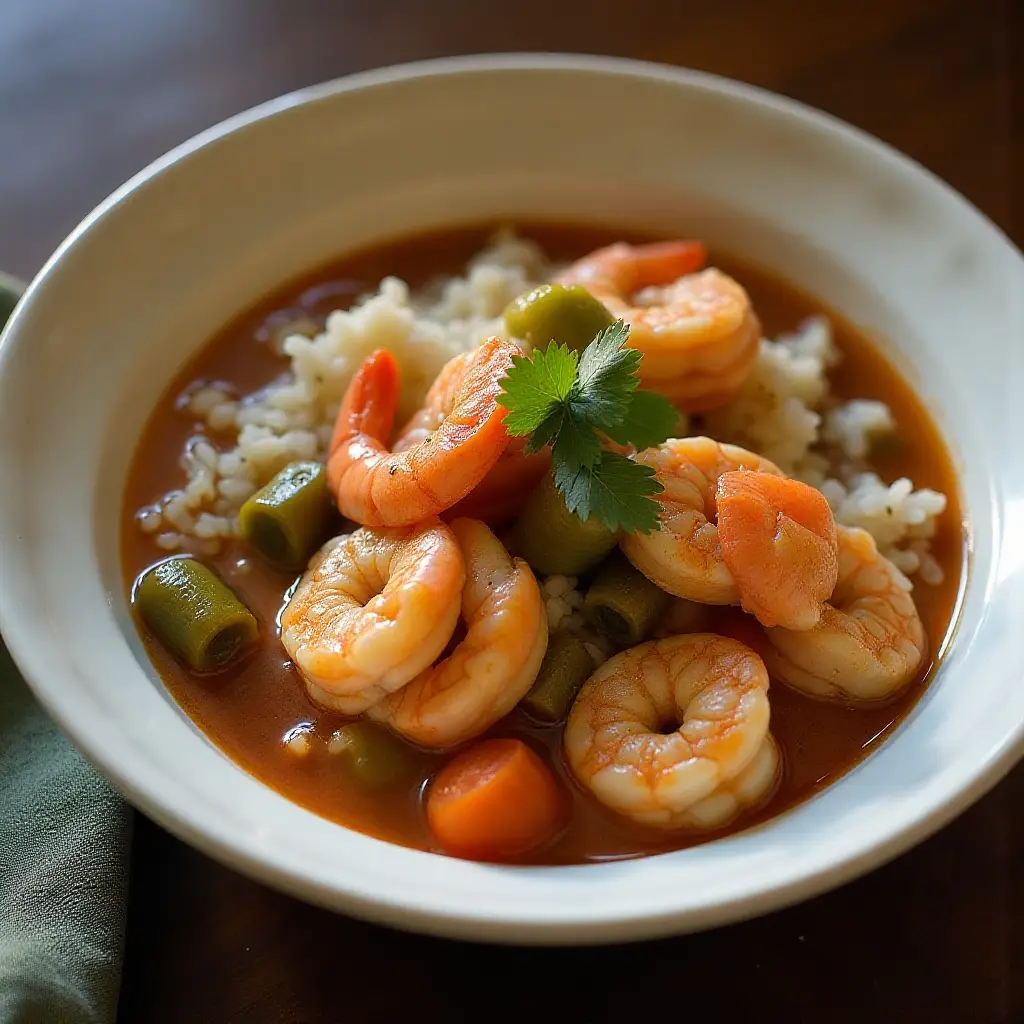 Louisiana Shrimp and Eggs Gumbo