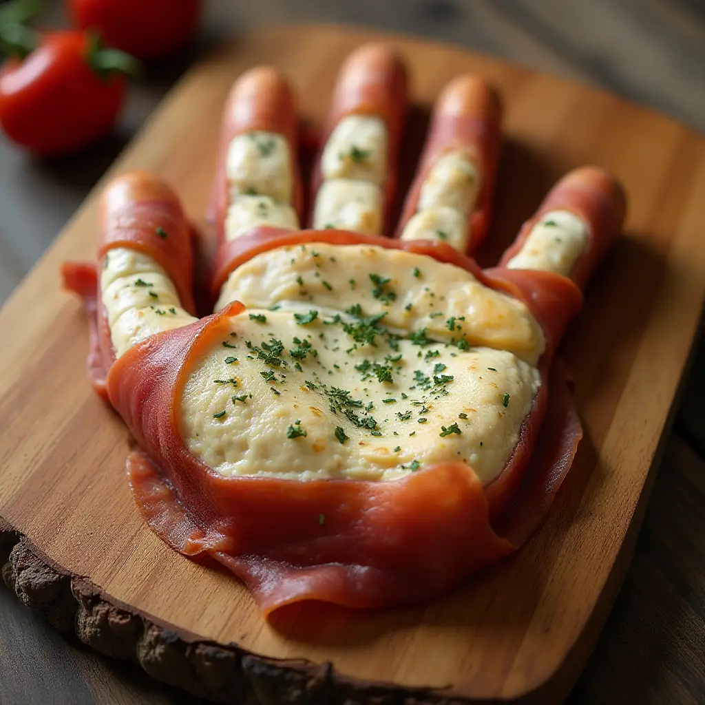 Horrible Hand Ham and Cheese Board