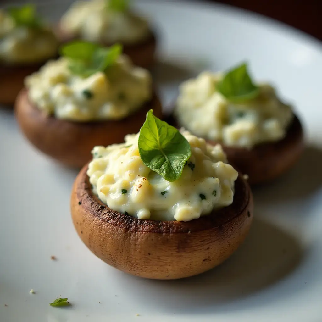 Grilled Mushrooms Stuffed with Basil and Blue Cheese Butter