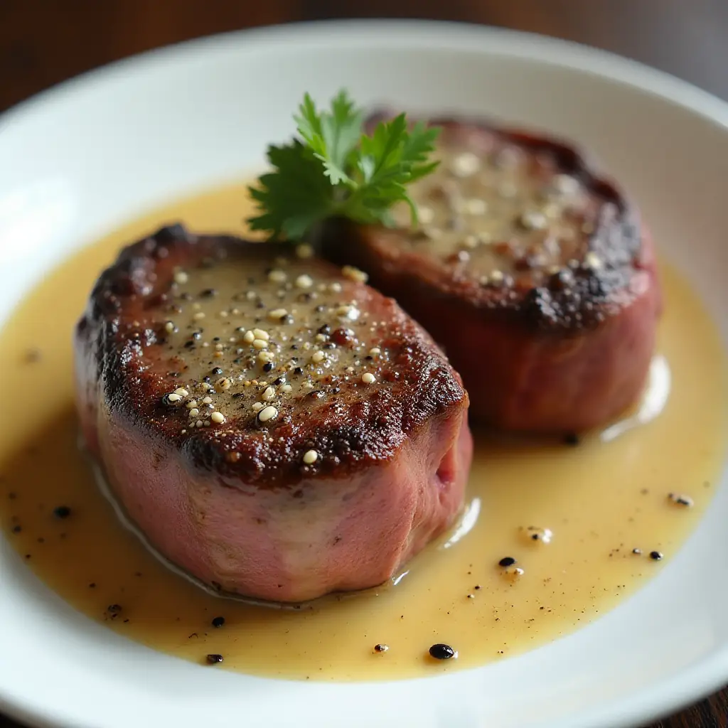 Filet Mignons with Pepper Cream Sauce