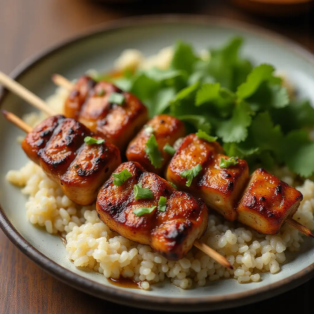 Grilled Teriyaki Chicken Thigh Skewers