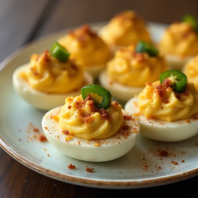 Jalapeño Bacon Cheddar Deviled Eggs