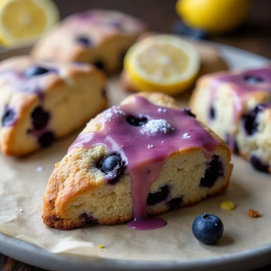 Lemon-Blueberry Scones with Blueberry Glaze