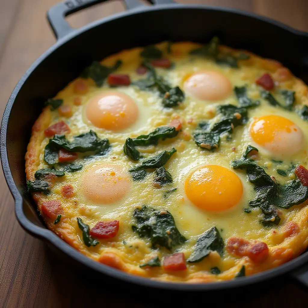 Bacon and Potato Frittata with Greens