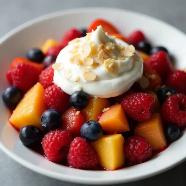 Summer Fruit Salad with Whipped Cream