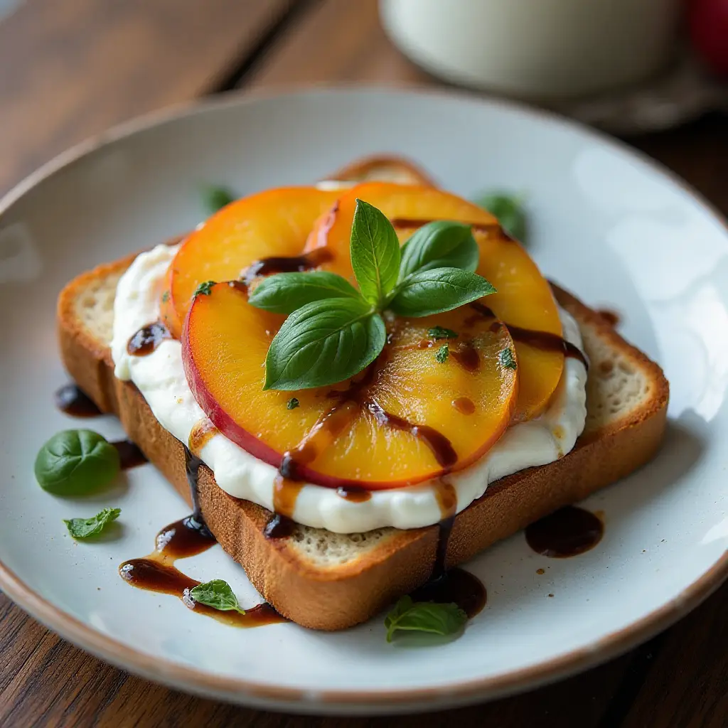 Peach Toast with Whipped Ricotta