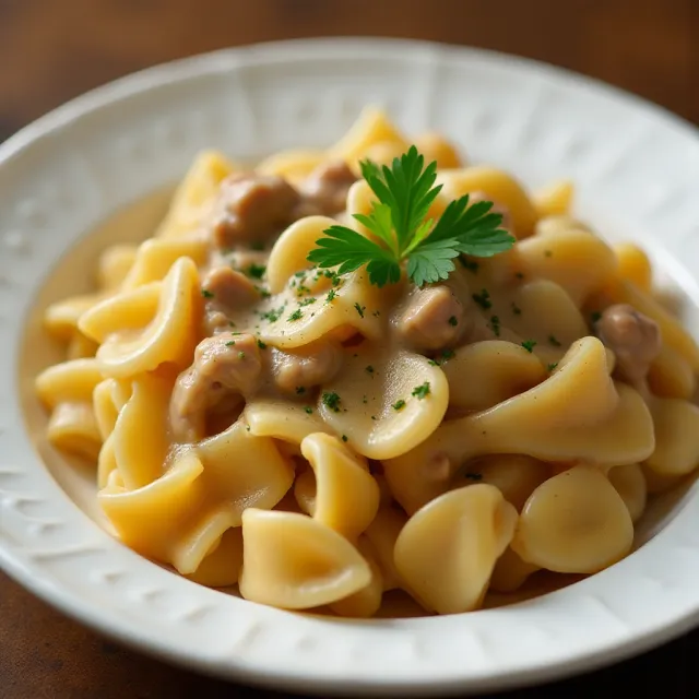 Creamy Beef and Bow Tie Pasta