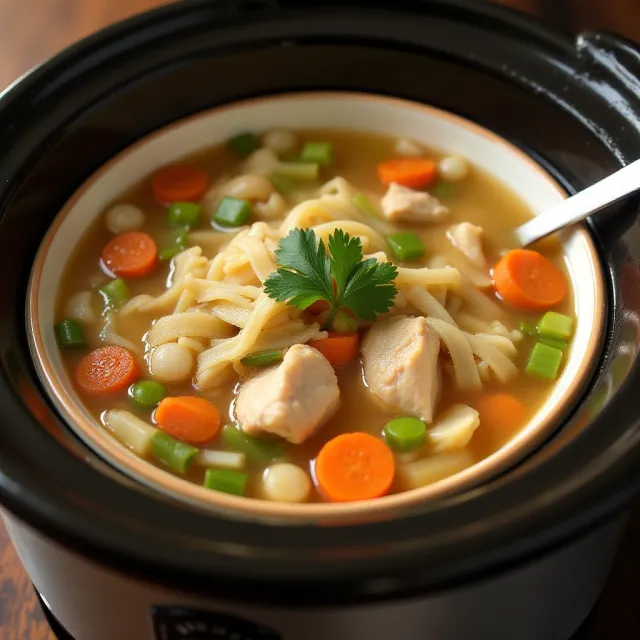 Easy Slow Cooker Chicken Noodle Soup