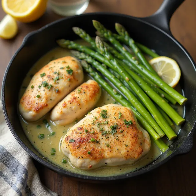 One Pan Lemon Chicken and Asparagus