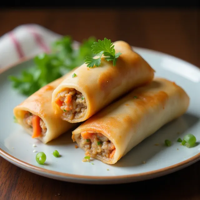 Baked Pork Spring Rolls
