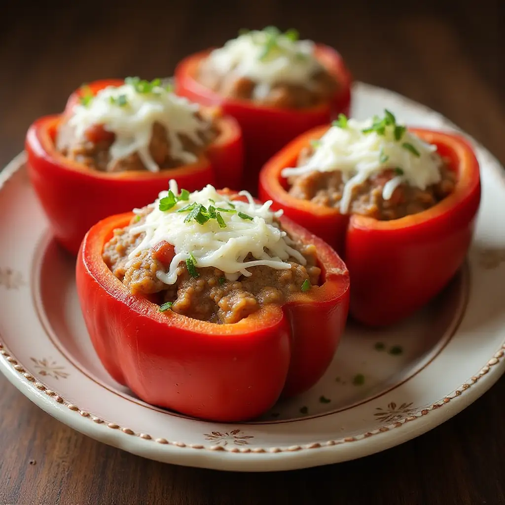 Stuffed Bell Peppers with Beef and Cabbage