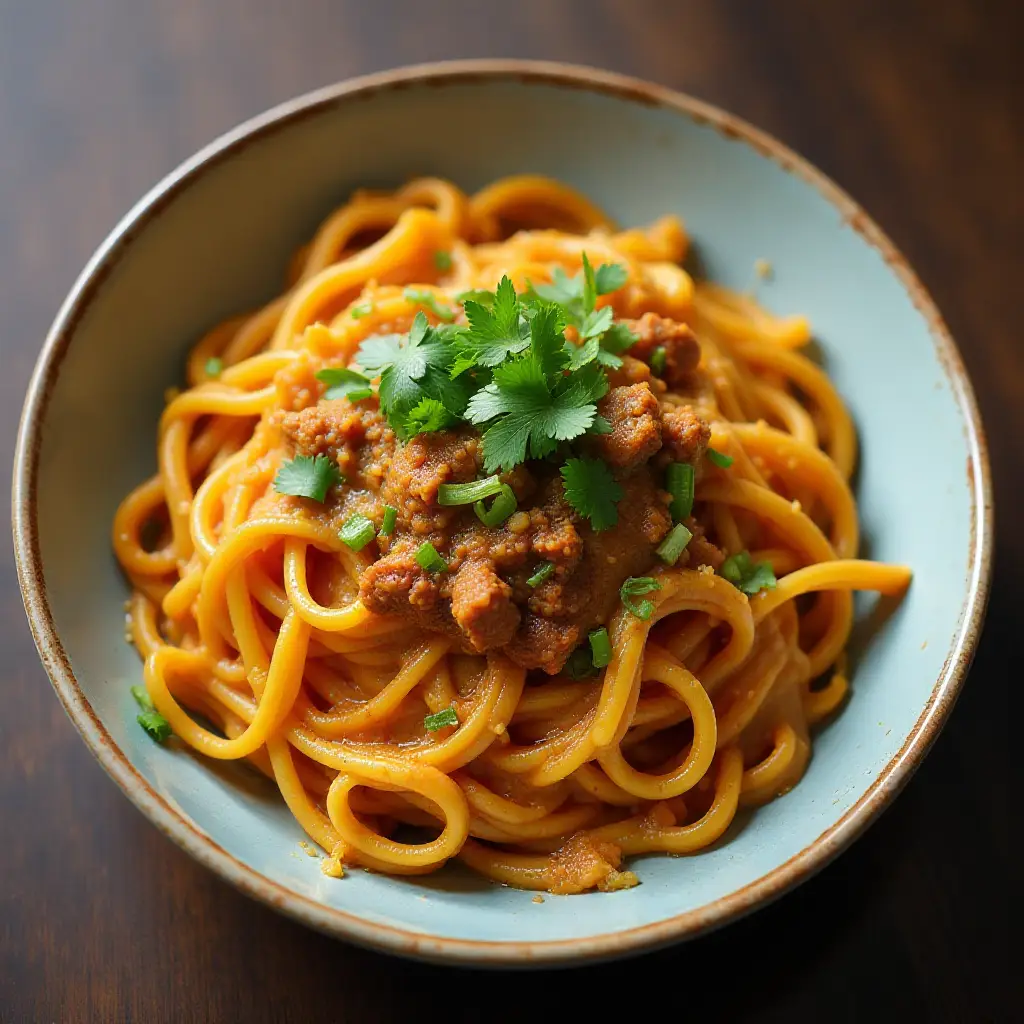 Spicy Pumpkin Pork Noodles