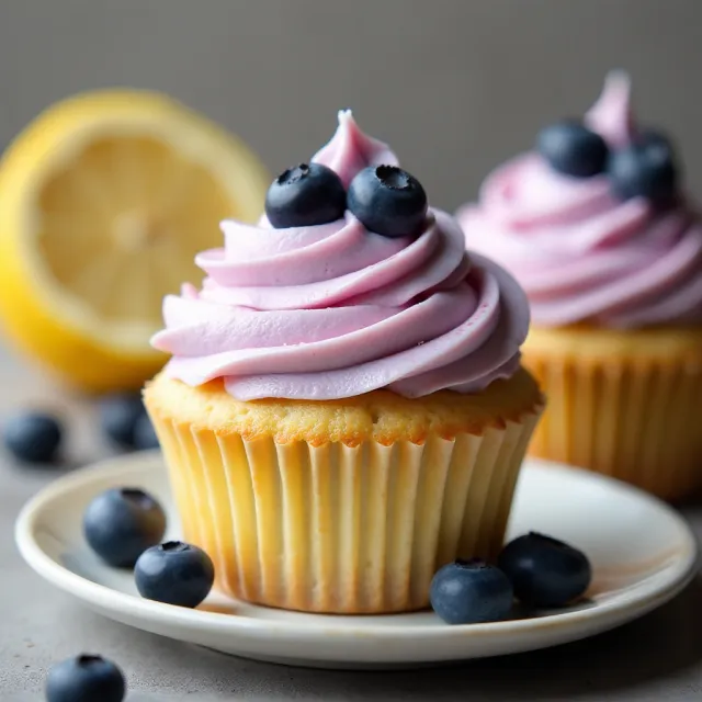 Lemon-Blueberry Cupcakes with Blueberry-Lemon Buttercream Frosting