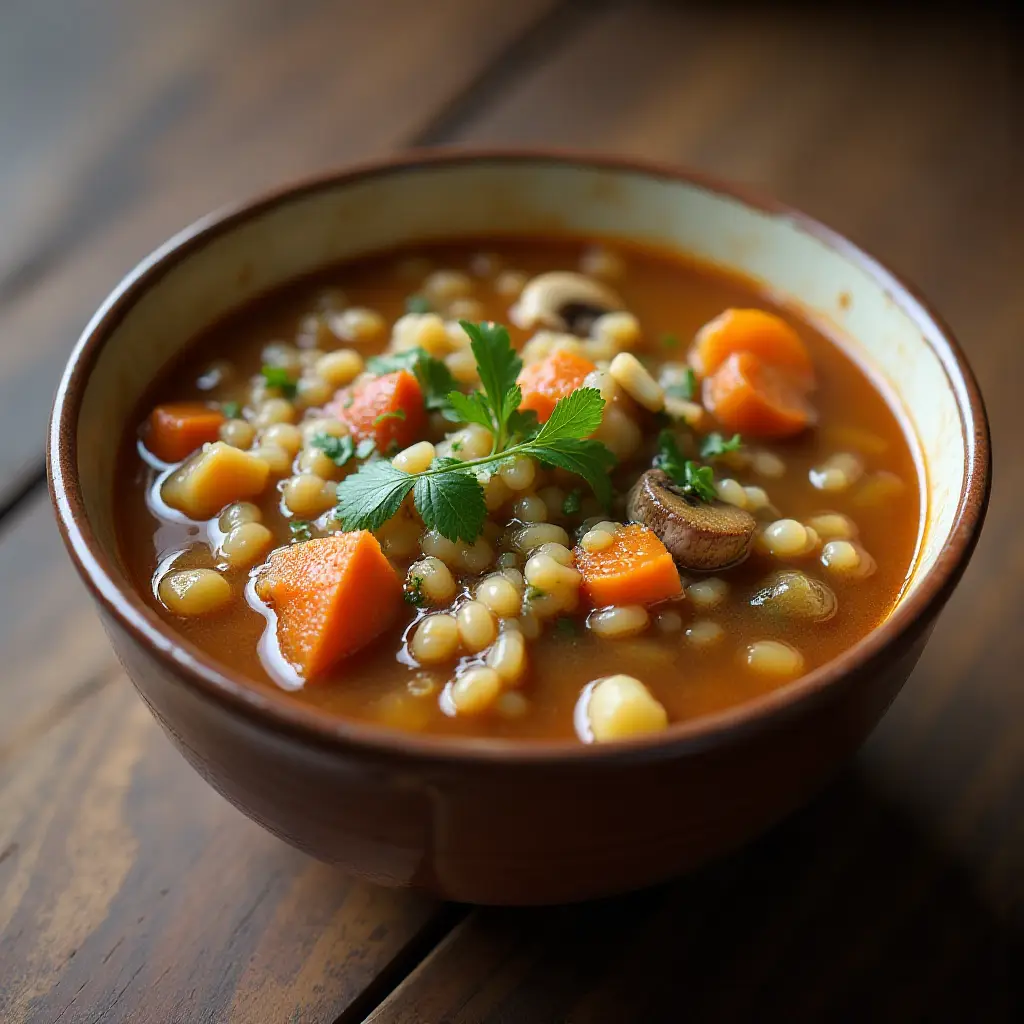 Low 'N Slow Mushroom Barley Soup