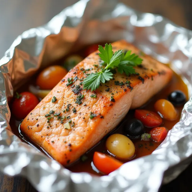 Mediterranean Salmon Baked in Foil