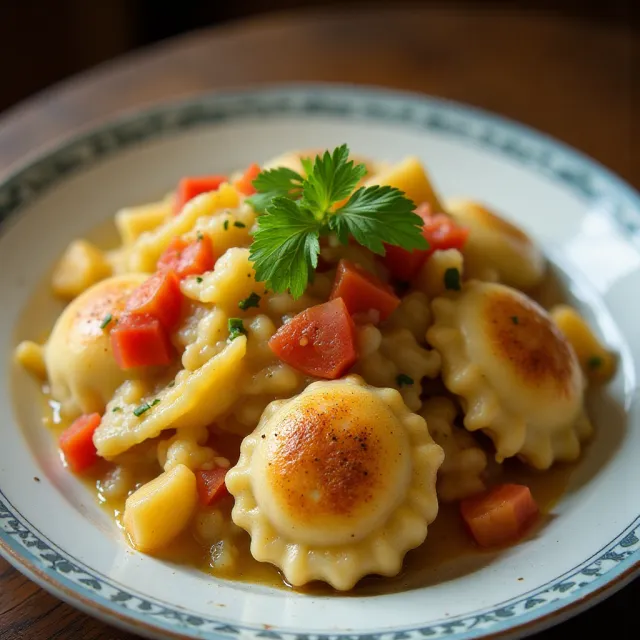 Pierogies and Cabbage