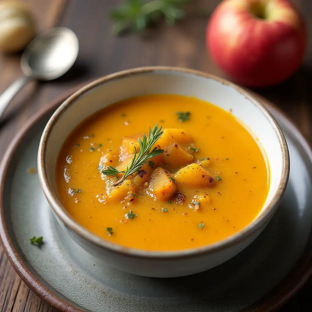 Roasted Butternut Squash, Garlic, and Apple Soup