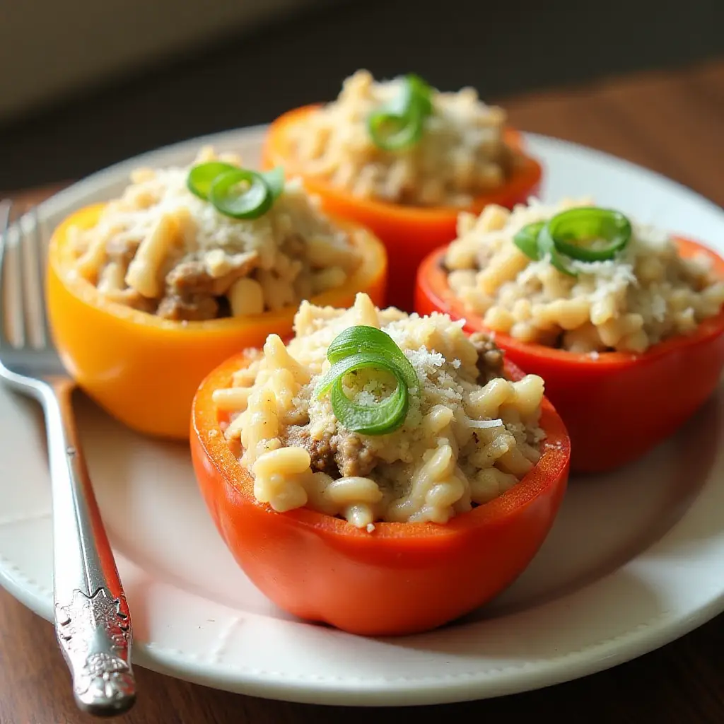 Orzo and Chicken Stuffed Peppers