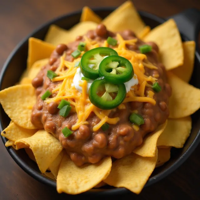 Easy Nachos with Refried Beans