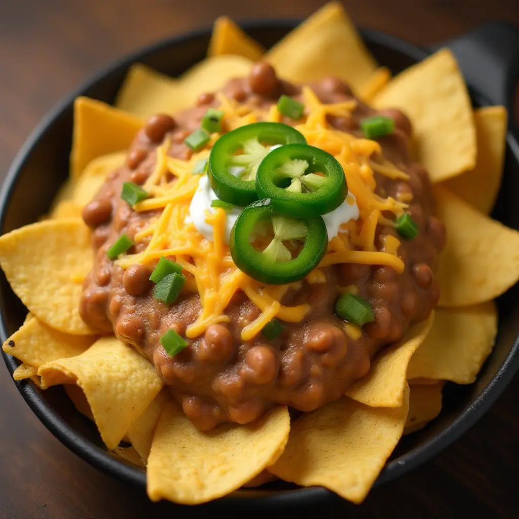 Easy Nachos with Refried Beans