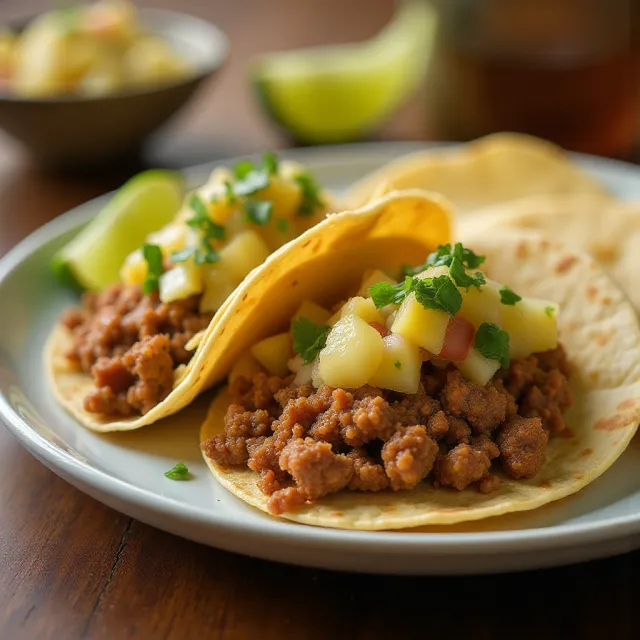 Ground Pork Tacos with Pineapple Salsa