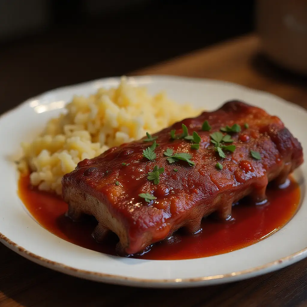Slow Cooker Barbequed Beef Ribs