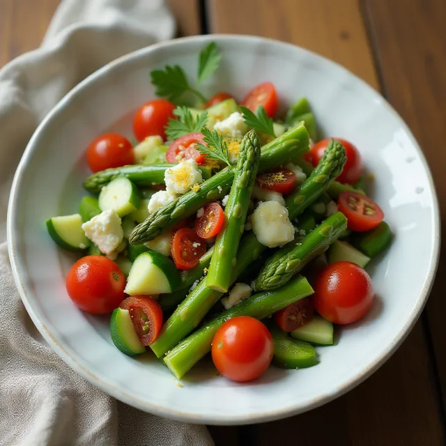 Asparagus, Cucumber, and Tomato Salad