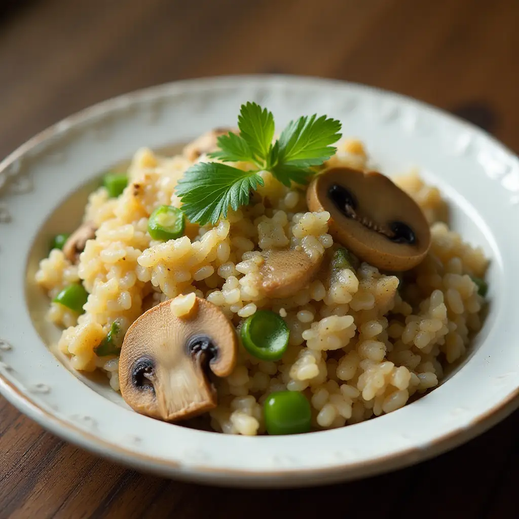 Fresh Mushroom Rice Pilaf