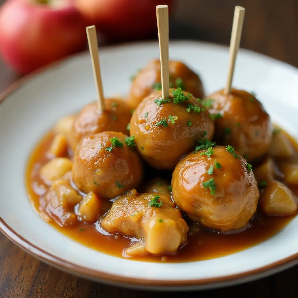 Slow Cooker Chicken Apple Butter Meatballs