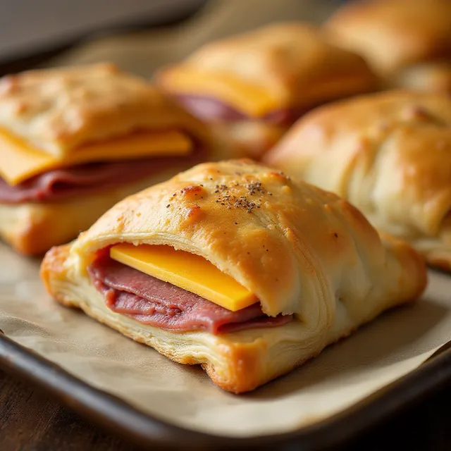 Roast Beef and Cheddar Puff Pastry Pockets