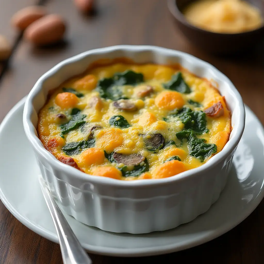Air Fryer Spinach and Mushroom Frittata