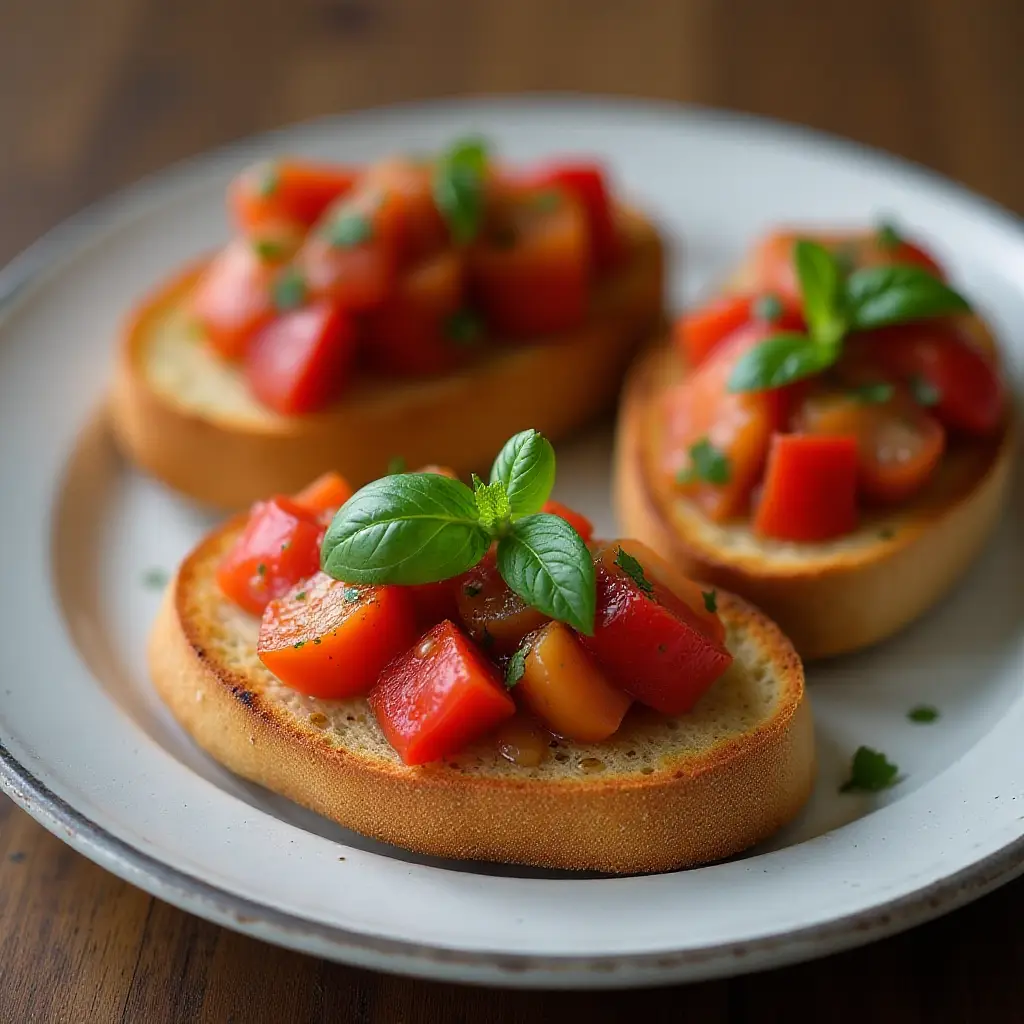 Bruschetta with Roasted Sweet Red Peppers