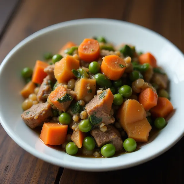 Homemade Dog Food with Meat and Vegetables