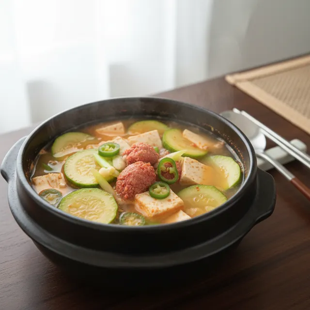 애호박 두부 명란찌개