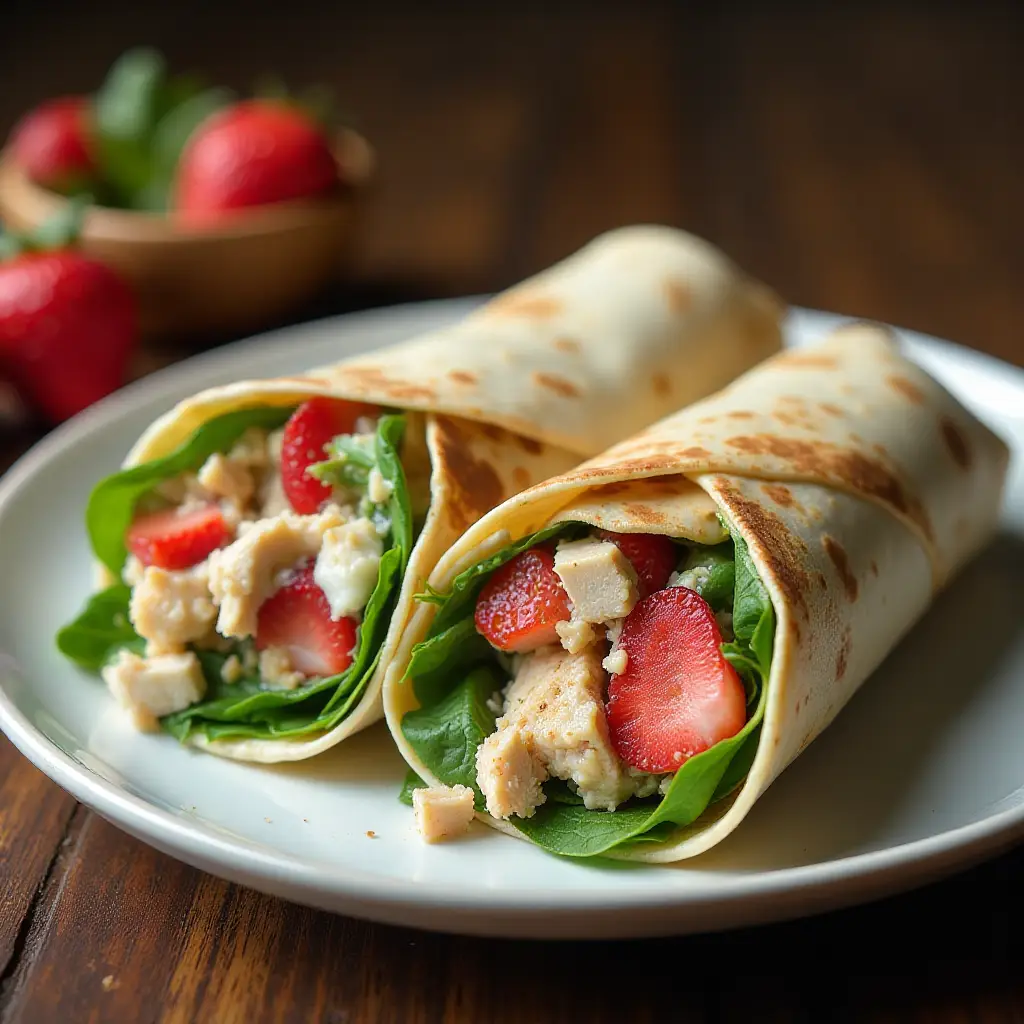 Rotisserie Chicken Wrap with Strawberries